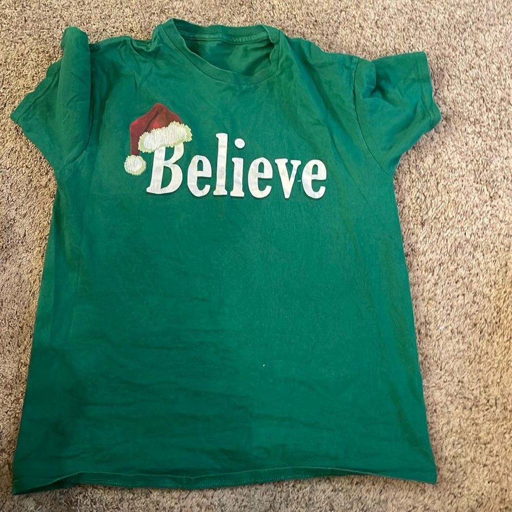 Believe Christmas shirt, green